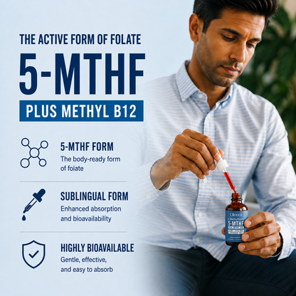 Oloura 5-MTHF L-Methylfolate Liquid Drops with Methyl B12 – 60ml