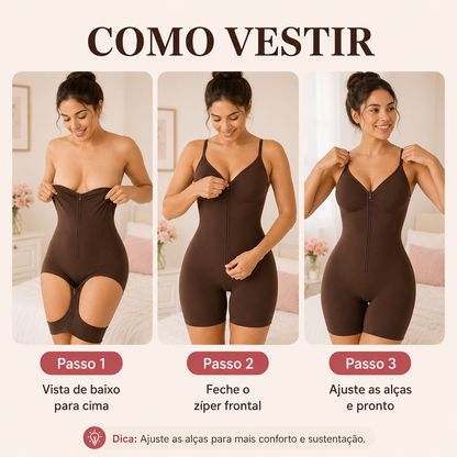 Body Modelador Feminino Sem Costura com Bojo e Efeito Lifting no Bumbum