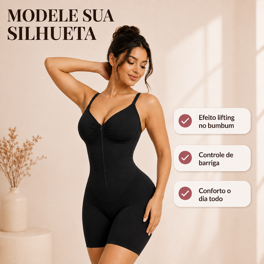 Body Modelador Feminino Sem Costura com Bojo e Efeito Lifting no Bumbum