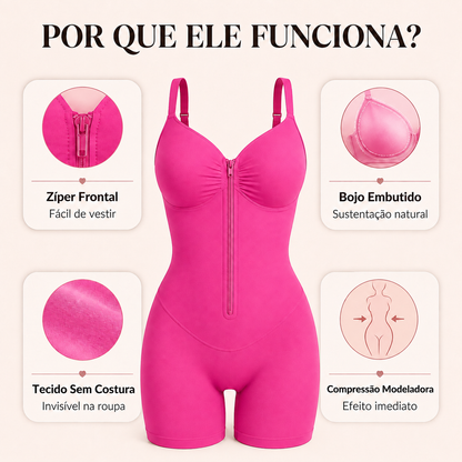 Body Modelador Feminino Sem Costura com Bojo e Efeito Lifting no Bumbum